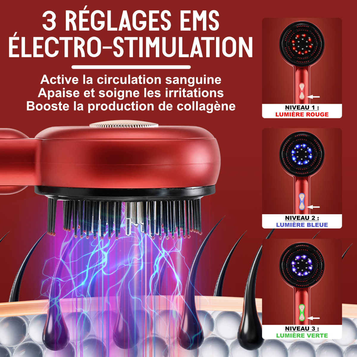 Brosse Massante Lumière LED